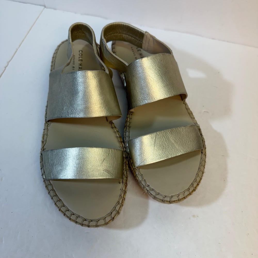 Cole Haan Cloudfeel Metallic Gold Espadrille Slingback Sandals W15883 Womens 7B
